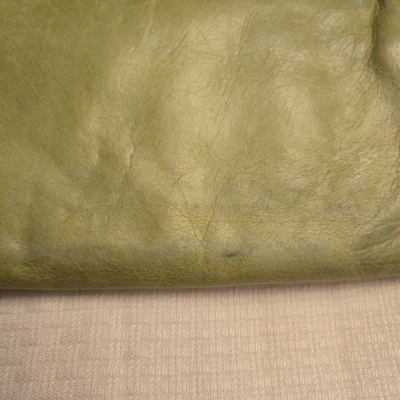 Vtg Hobo International Lauren Leather Double-Frame Clutch Wallet Citrine Green - Picture 4 of 14